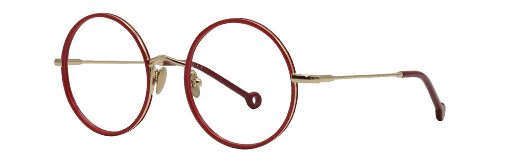 Laetitia 450 — Pale Gold / Raspberry, three-quarter view