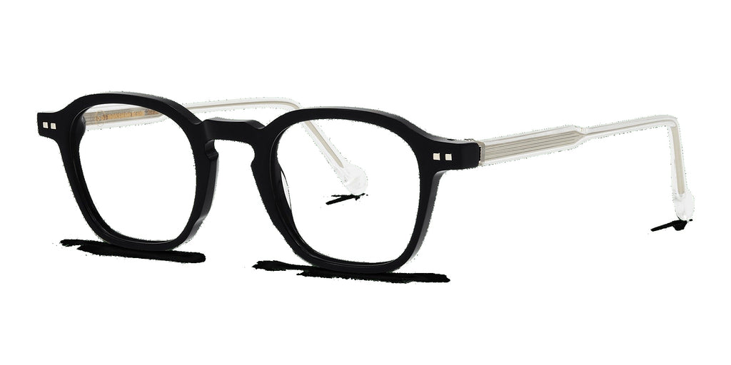 Dominique 767 — Black / Clear, three-quarter view