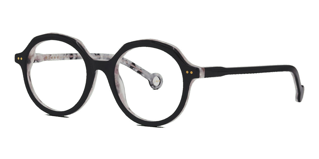 Ludivine 917 — Black on Speckled Pink, three-quarter view