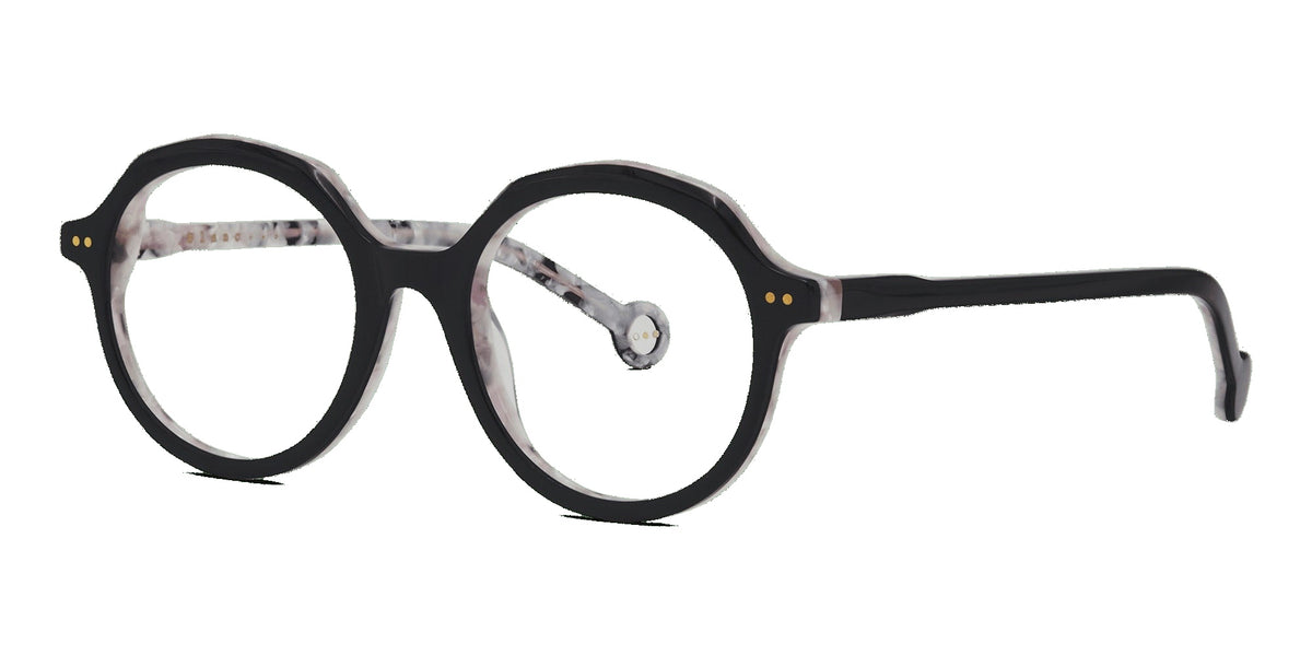Ludivine 917 — Black on Speckled Pink, three-quarter view