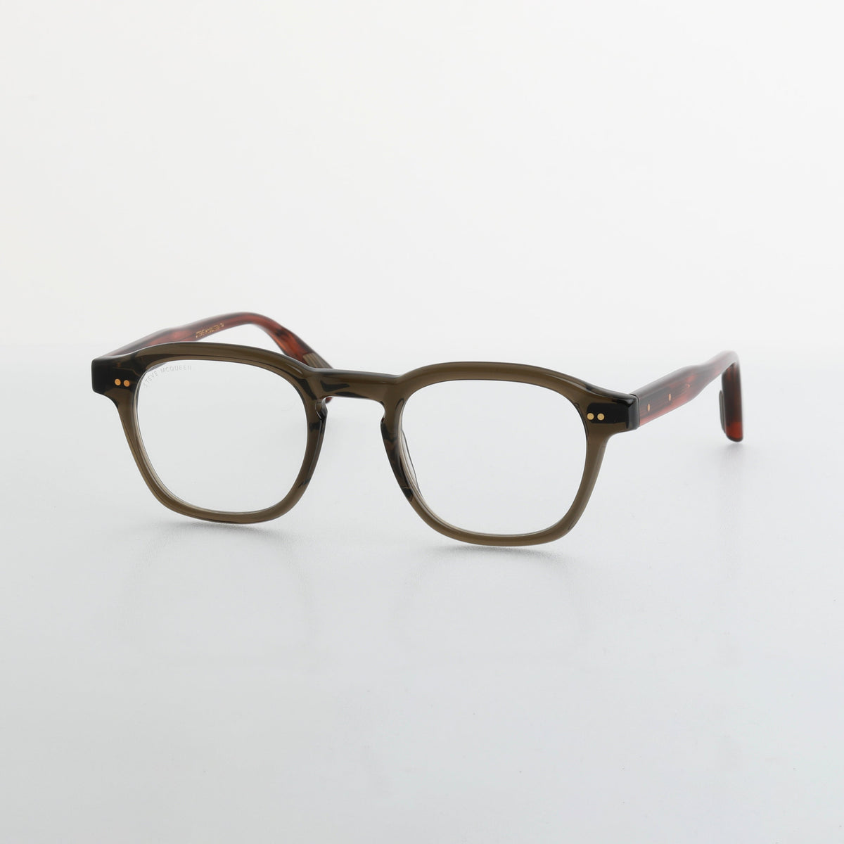 Steve McQueen Bandito Optical M-051 – Crystal Khaki & Tortoise Temples – front view