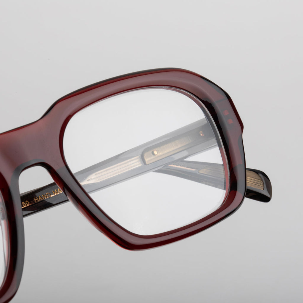 Steve McQueen Bankable Optical 156 Crystal Red Brown & Crystal Black Temples - angle 4
