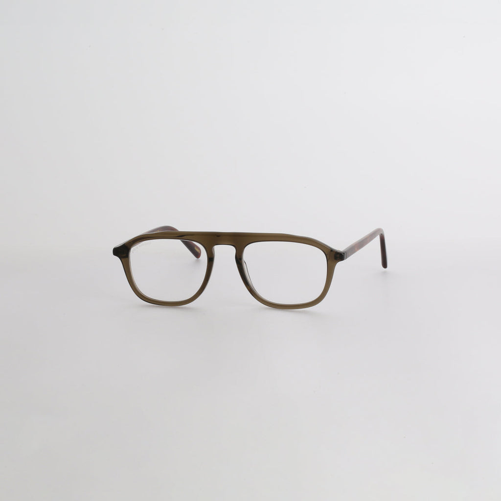 Steve McQueen Papillon Optical 051 Crystal Khaki & Tortoise Temples - angle 2