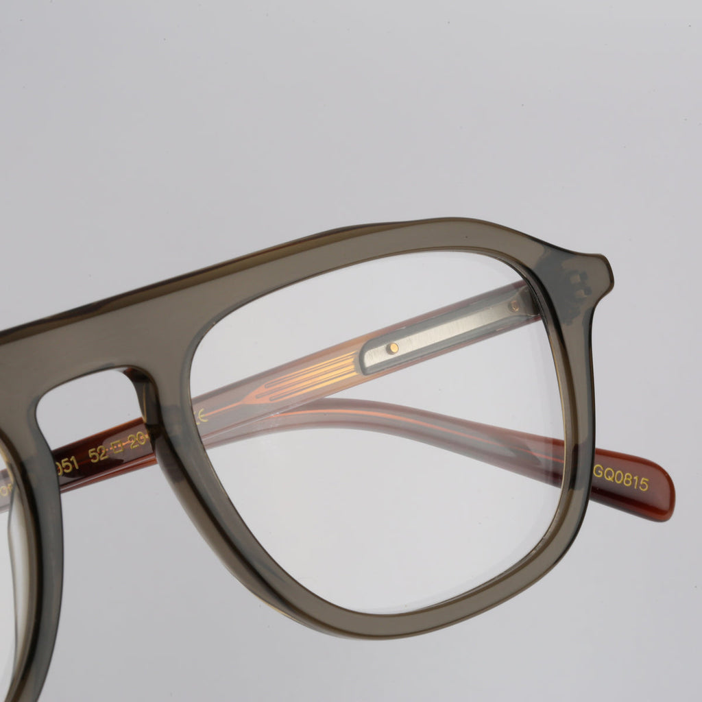Steve McQueen Papillon Optical 051 Crystal Khaki & Tortoise Temples - angle 3
