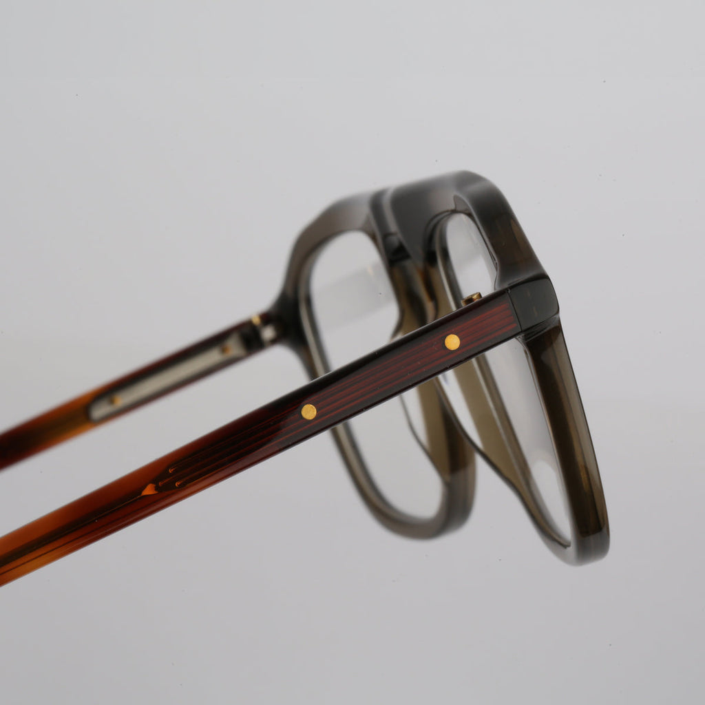 Steve McQueen Papillon Optical 051 Crystal Khaki & Tortoise Temples - angle 4
