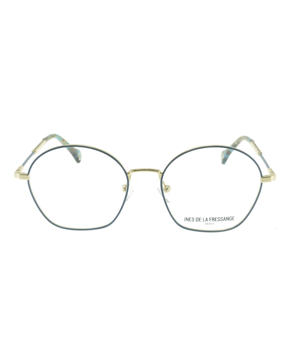 Inès de la Fressange Paris AMAYA c1 blue / gold eyeglass frame – front view
