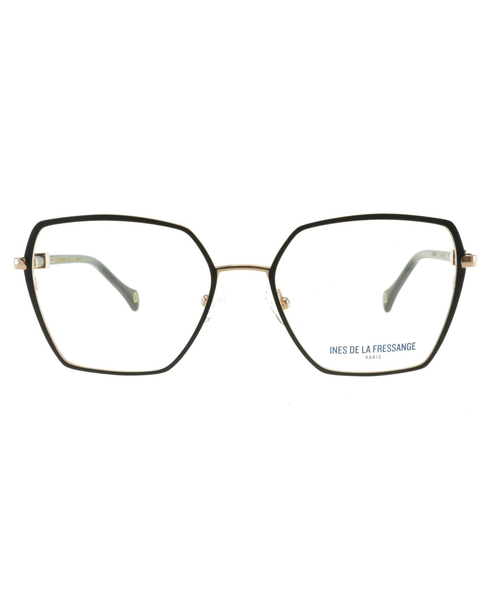 Inès de la Fressange Paris CORINNE c1 black / rose gold eyeglass frame – front view