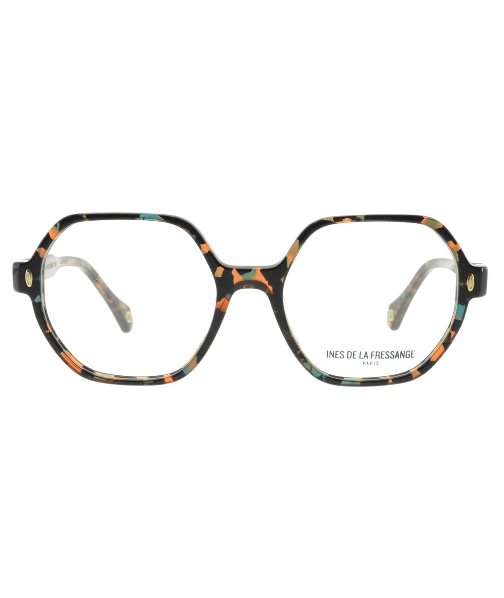 Inès de la Fressange Paris MAUREEN c1 orange marble eyeglass frame – front view