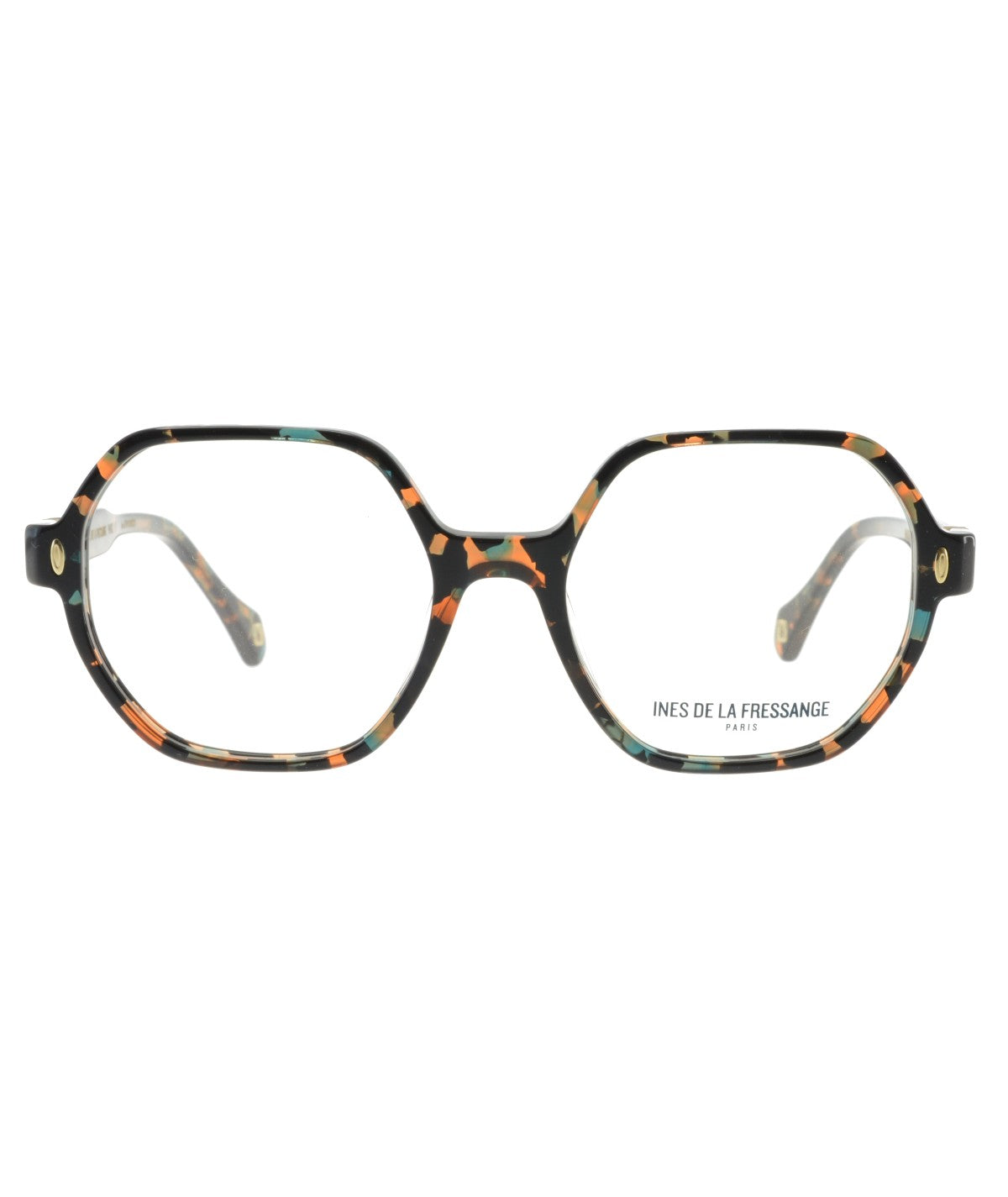 Inès de la Fressange Paris MAUREEN c1 orange marble eyeglass frame – front view