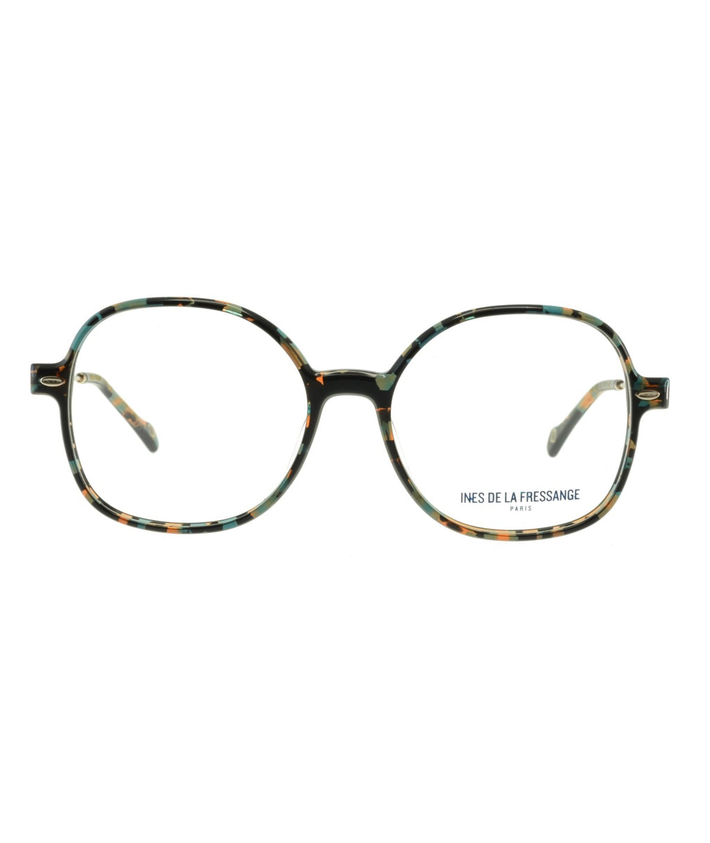 Inès de la Fressange Paris MEGAN C1 blue orange tortoiseshell eyeglass frame – front view