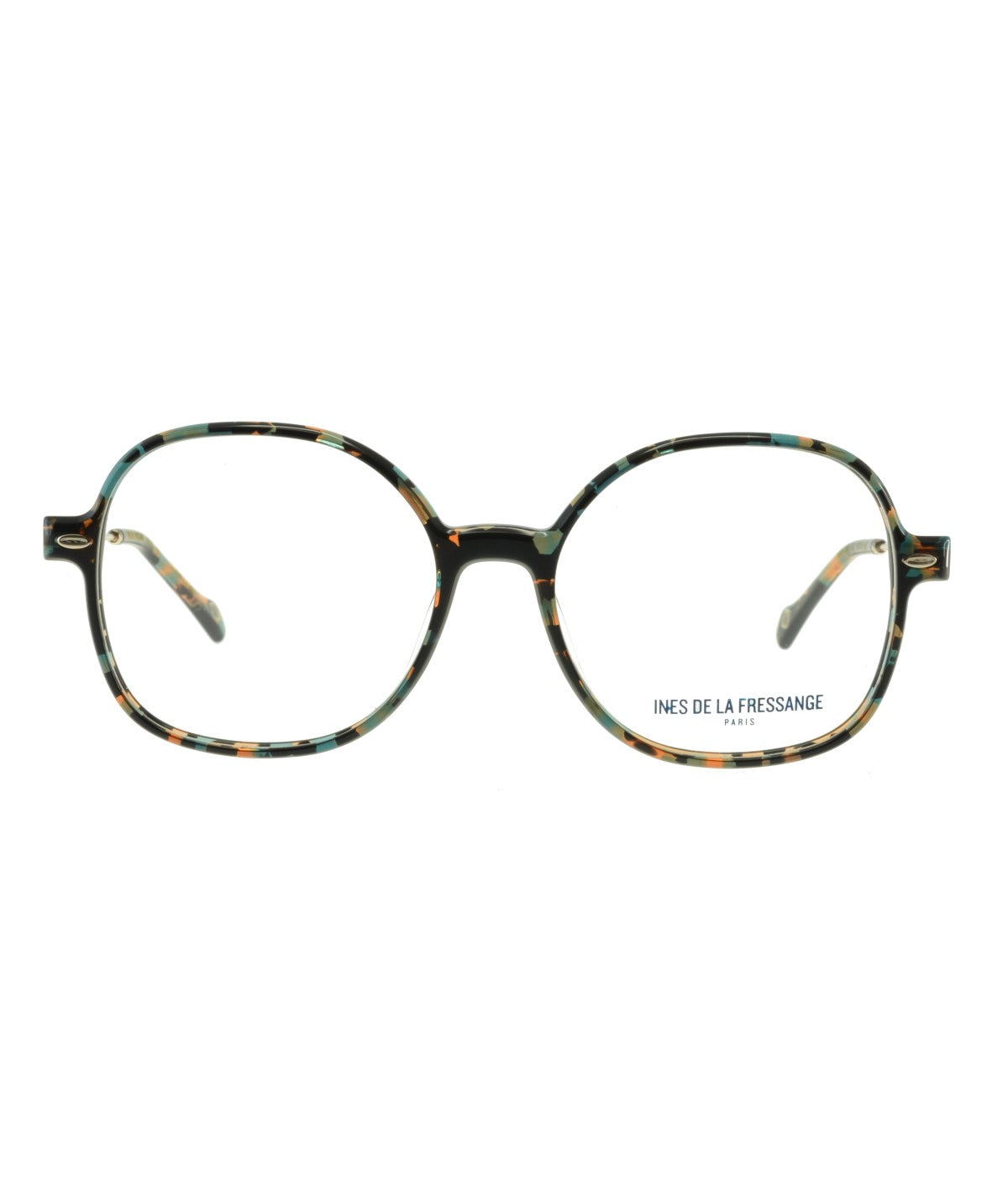 Inès de la Fressange Paris MEGAN C1 blue orange tortoiseshell eyeglass frame – front view