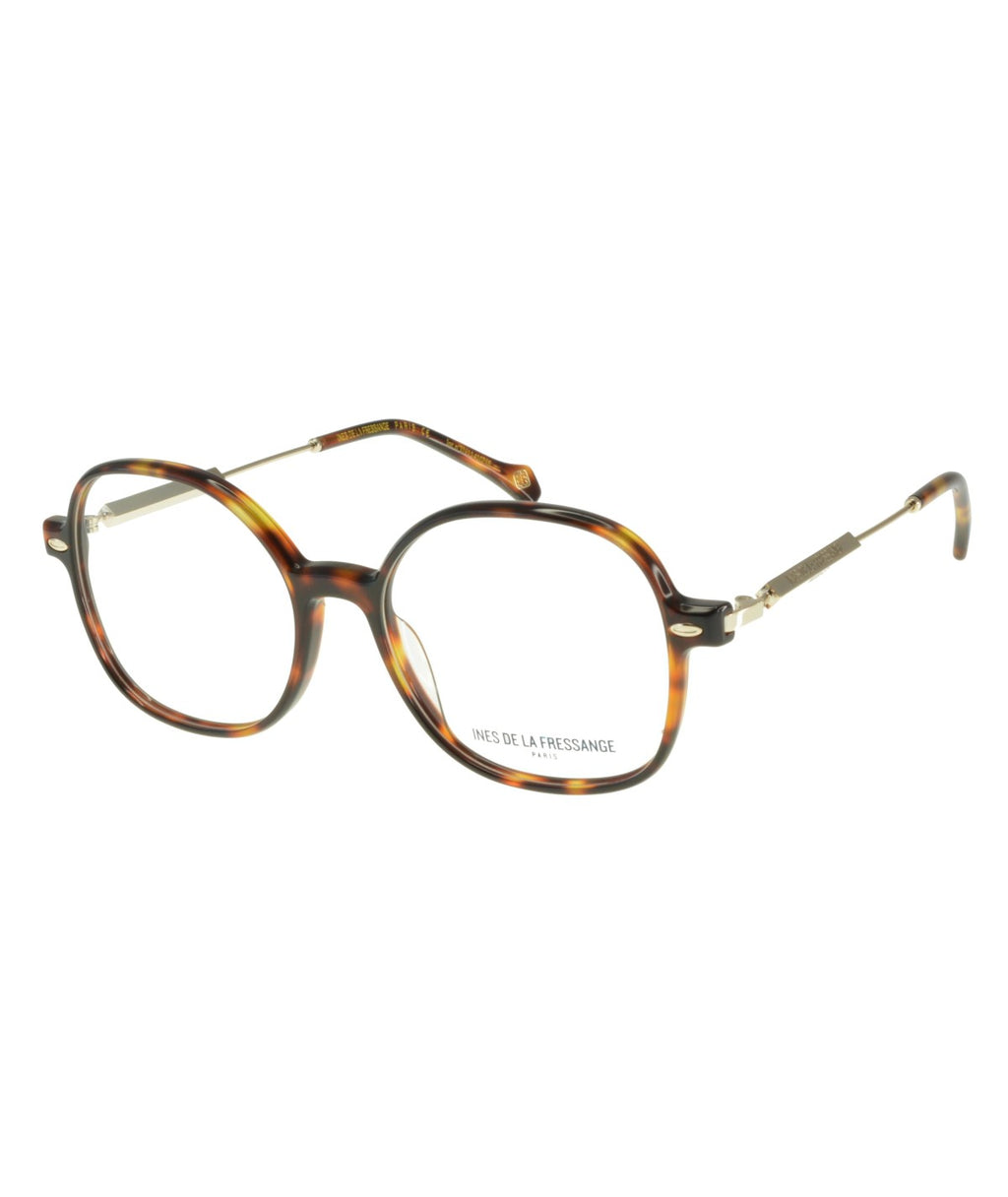 Inès de la Fressange Paris MEGAN C3 brown tortoiseshell eyeglass frame – angled view