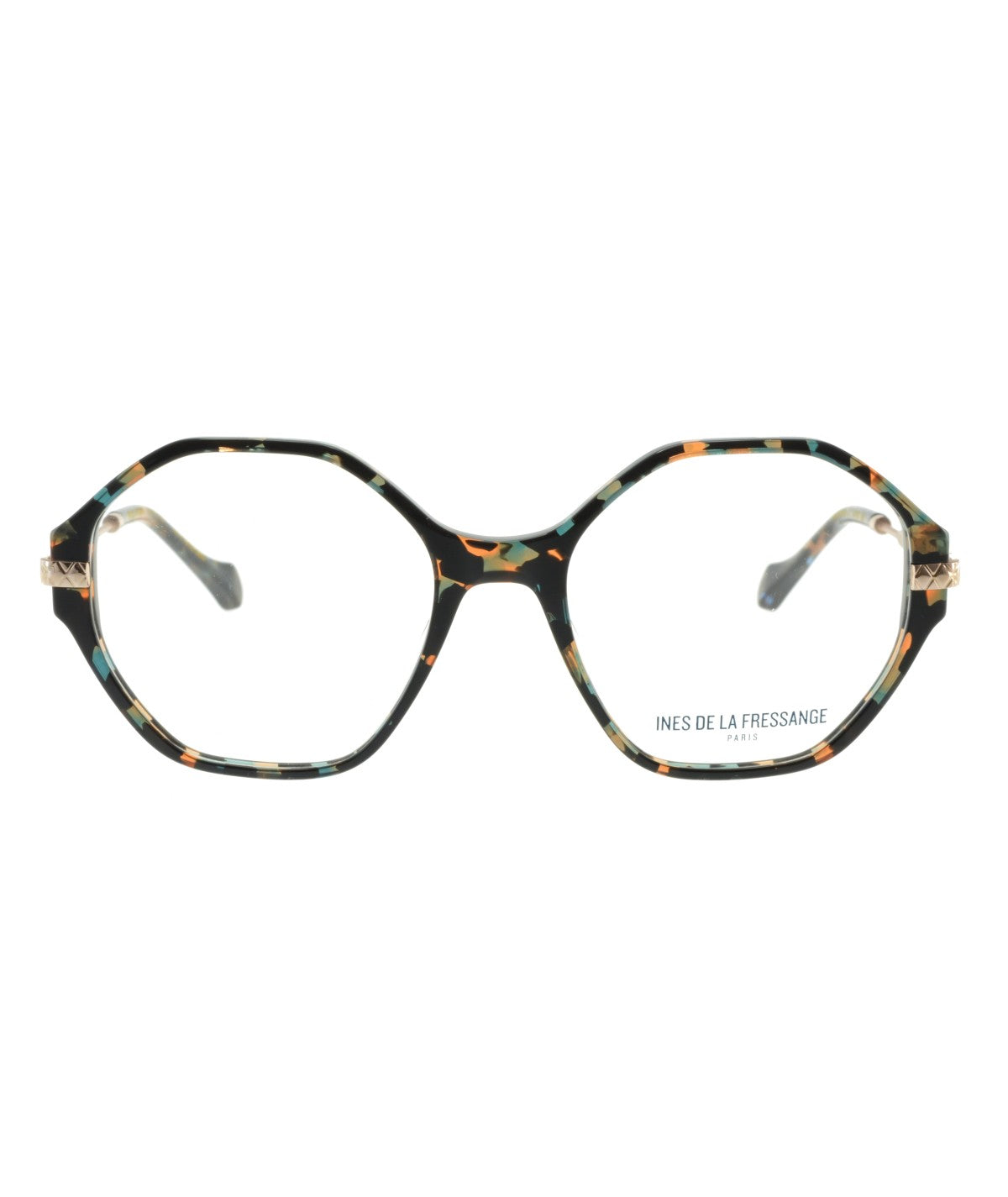 Inès de la Fressange Paris NATACHA (C2) ORANGE MARBLE eyeglass frame – front view