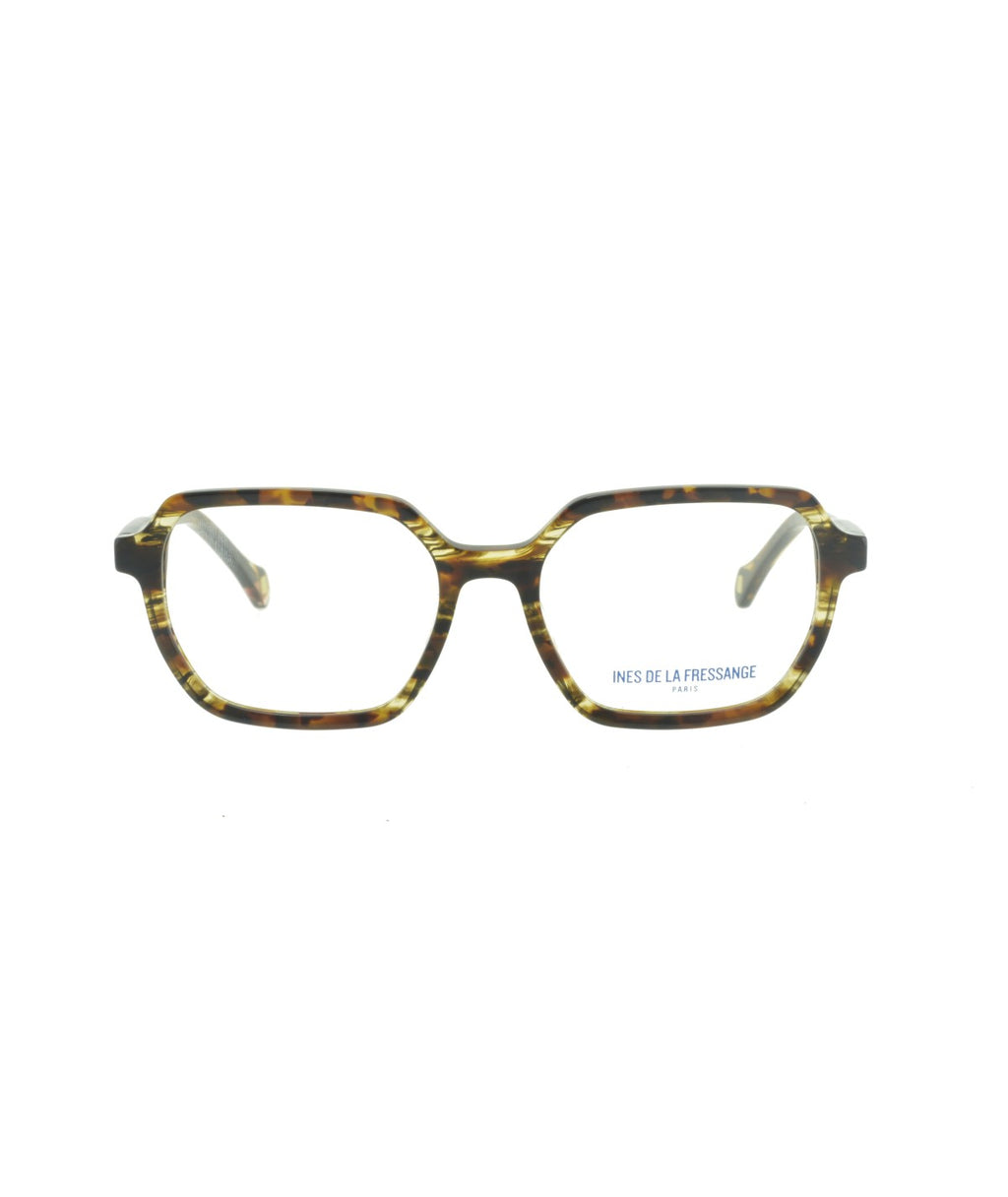 Inès de la Fressange Paris OXANE c1 brown marble eyeglass frame – front view