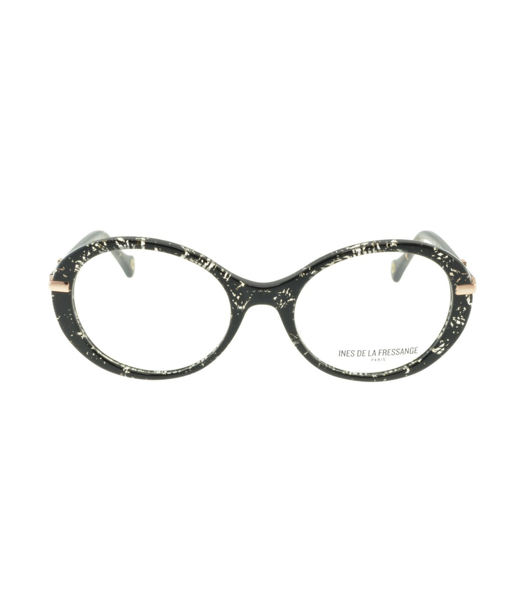 Inès de la Fressange Paris RACHEL c1 black texture eyeglass frame – front view
