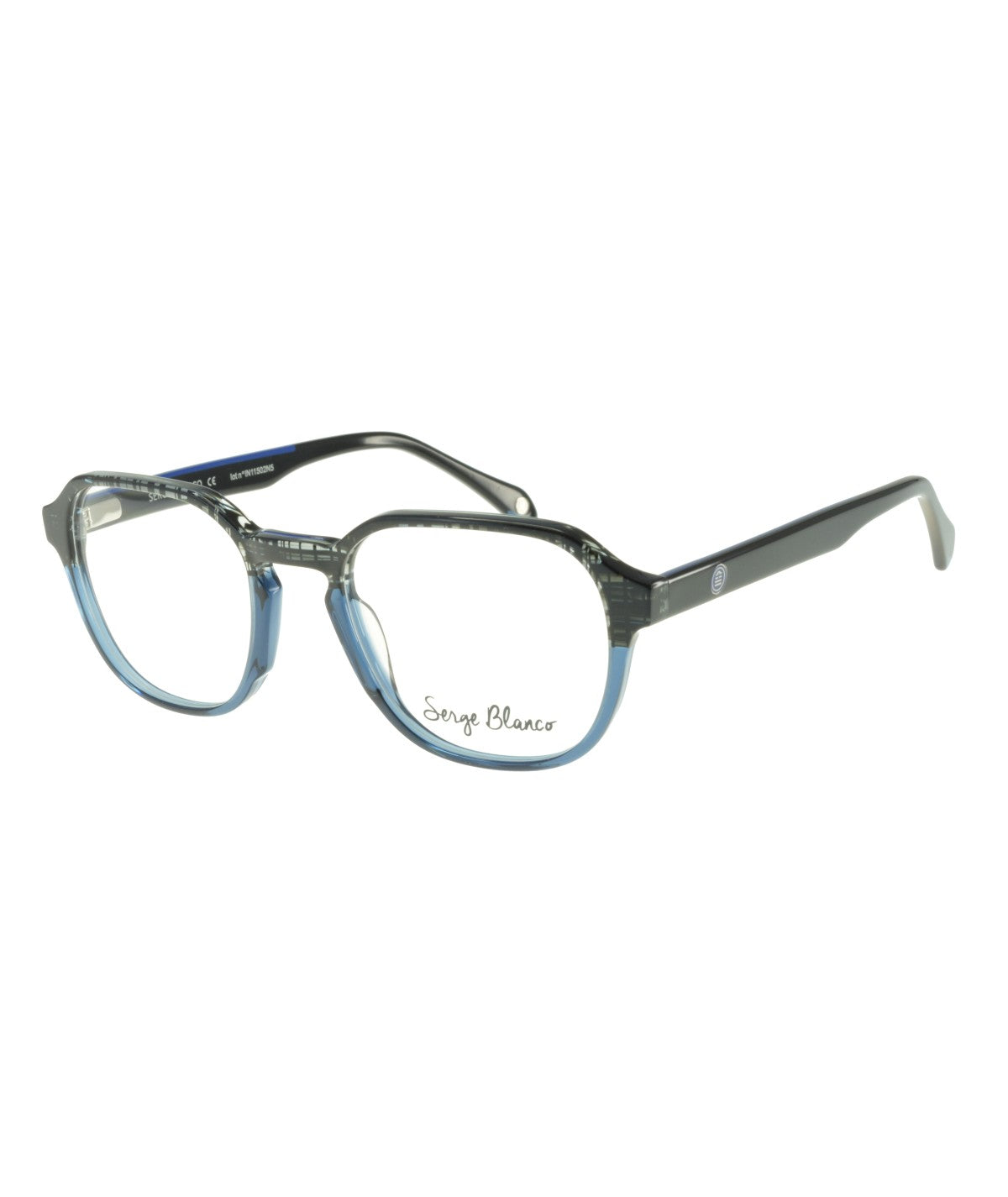 Derby DE337_2 — Noir/cristal bleu, vue de face