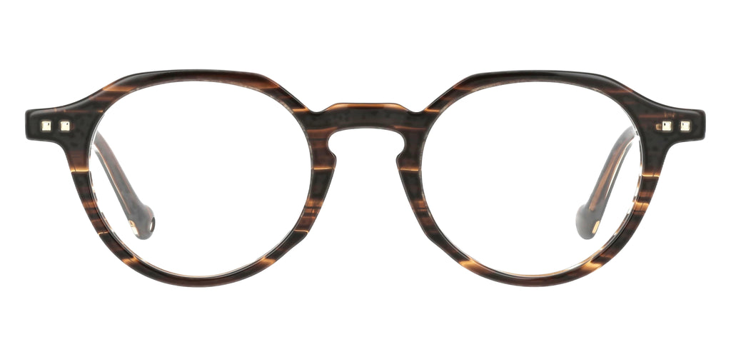 Maxime N E951 — Amber And Dark Brown Stripes, front view