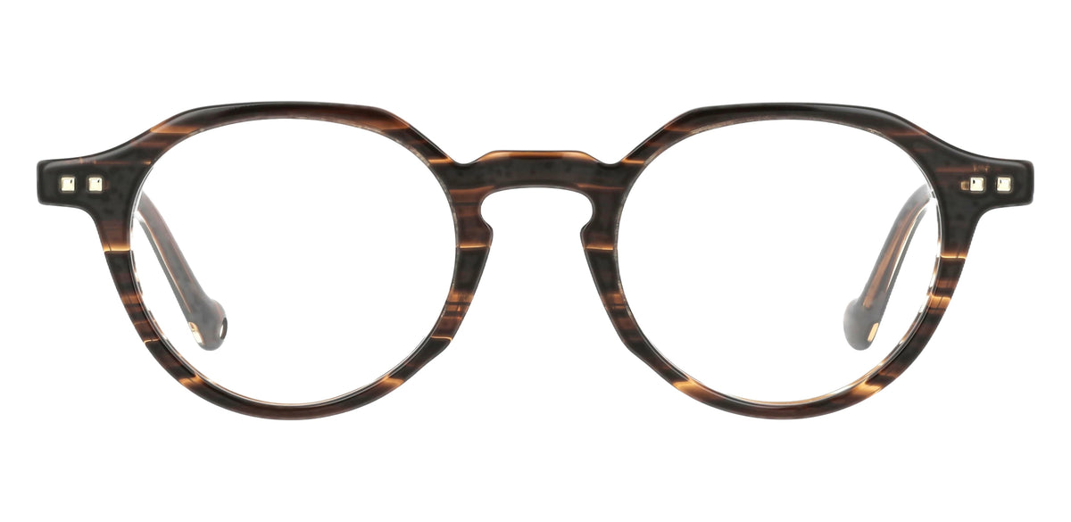 Maxime N E951 — Amber And Dark Brown Stripes, front view