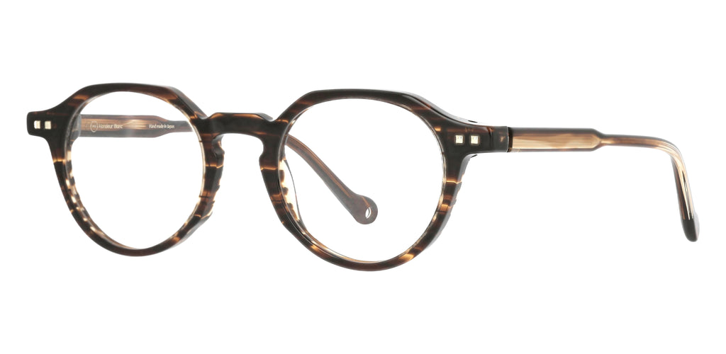 Maxime N E951 — Amber And Dark Brown Stripes, three-quarter view